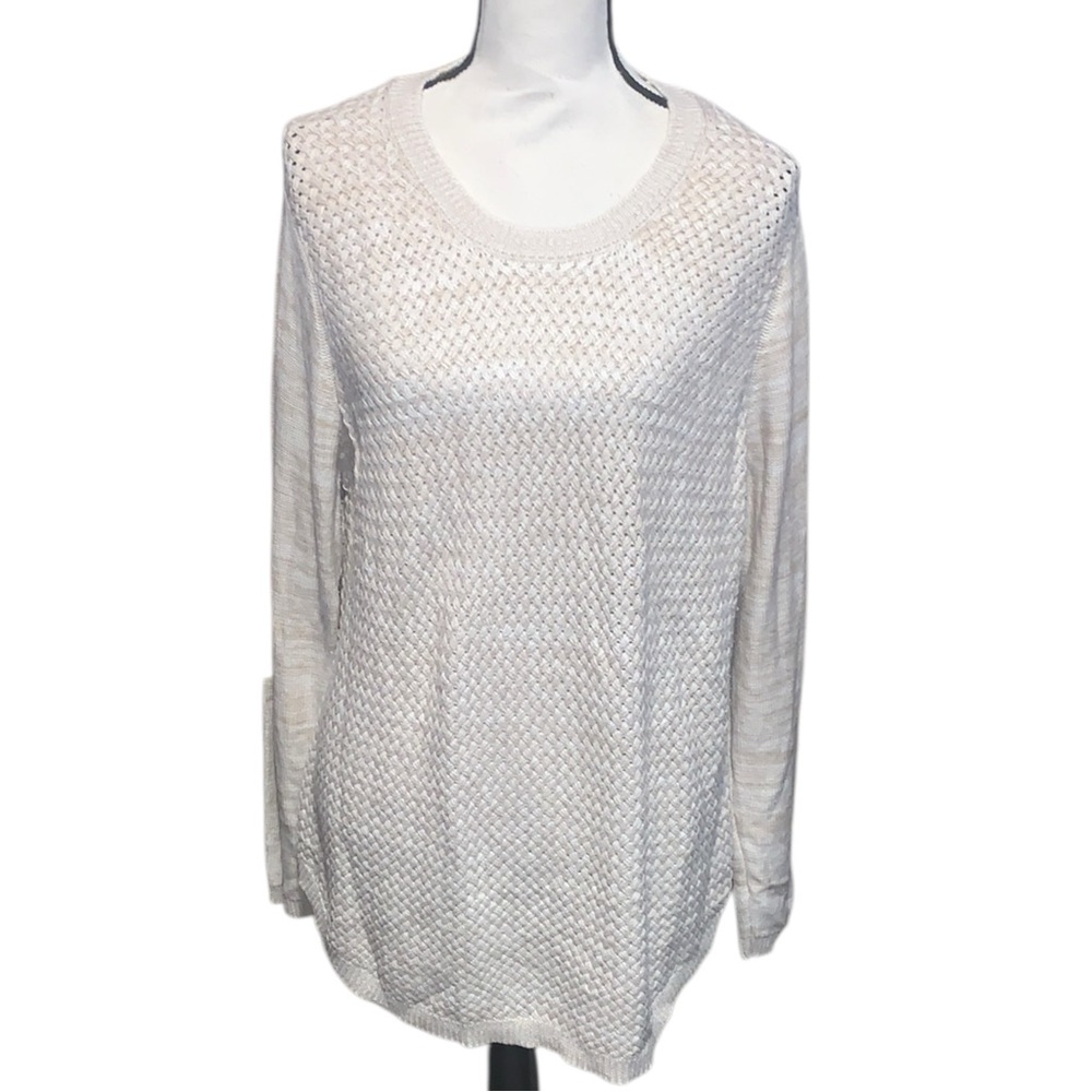Lety & Me Josey Maternity Elbow Patch Pullover Sweater White Size XL